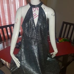 Metallic dress with keyhole neck